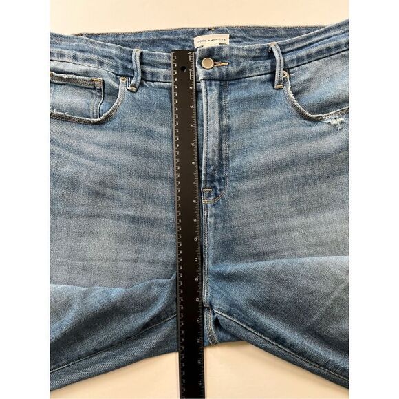 Good American Good Curve High Rise Skinny Crop Distressed Destroyed Jean Size 16 - Picture 6 of 9